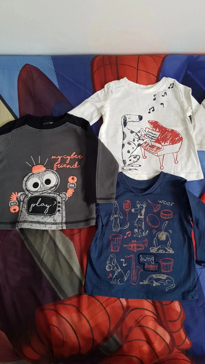 Lot de 5 tee-shirts garçon manches longues taille 12 mois - photo numéro 3