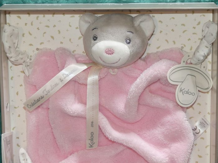Doudou plat ours rose gris Kaloo plume 🐻Neuf - photo numéro 2