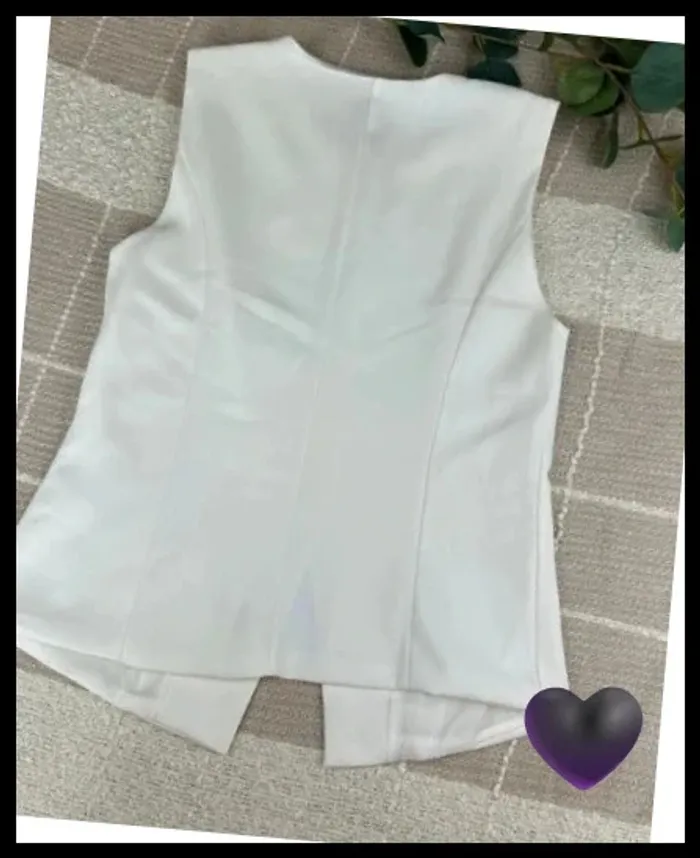 Top femme blazer blanc femme veste sans manches neuf taille M taille 38 lot femme - photo numéro 3
