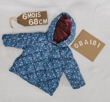 Doudoune fleurie 👣 obaïbi,matelassée, légère, 6mois