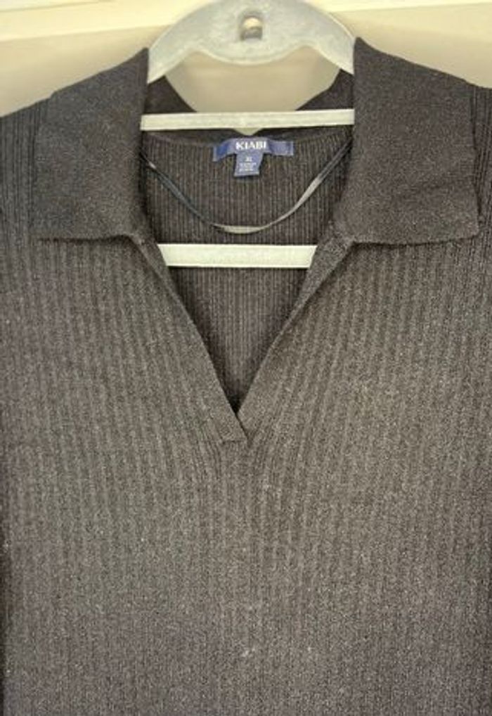 Robe longue Noir côtelé, col polo Taille XL