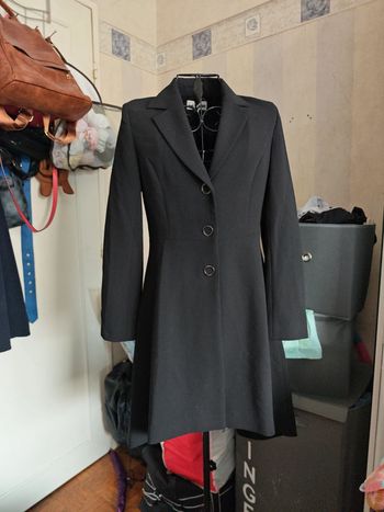 Veste blazer longue en noire unie style Robe,pour professionnelle ou soirée,toute occasion.
