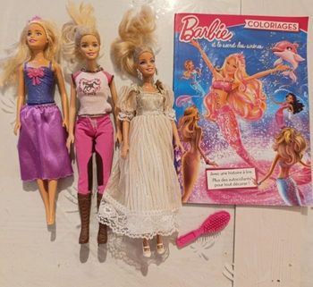 Lot de 3 Barbie Mattel + livre de coloriages 