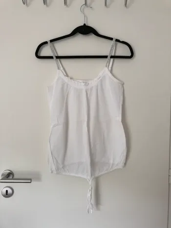 Top à bretelles blanc et perles grises Esprit taille 36