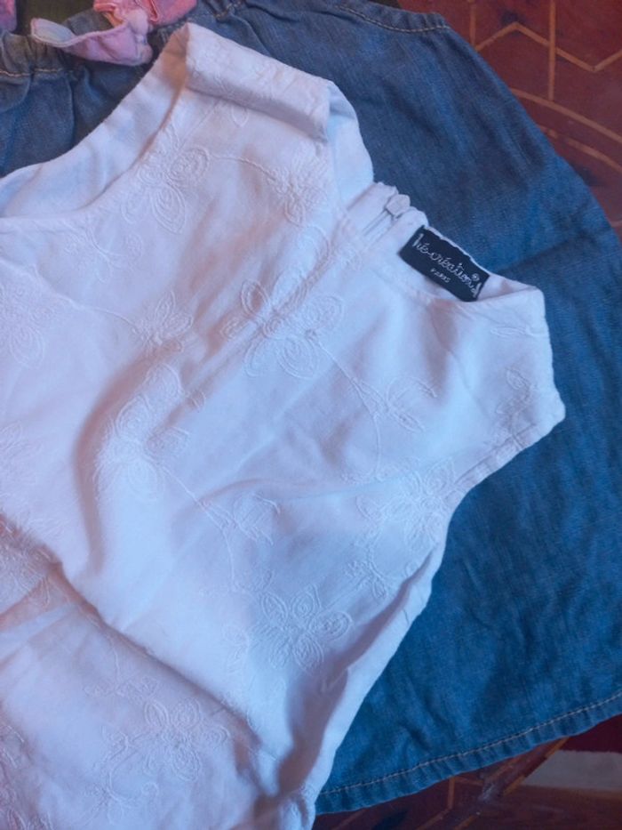 Lot 2 belles robes 24 mois blanche et jean - photo numéro 5