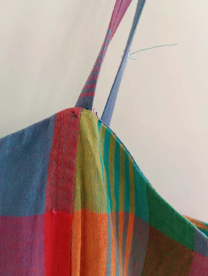 Robe vintage Multicolore coton carreaux madras - photo numéro 8