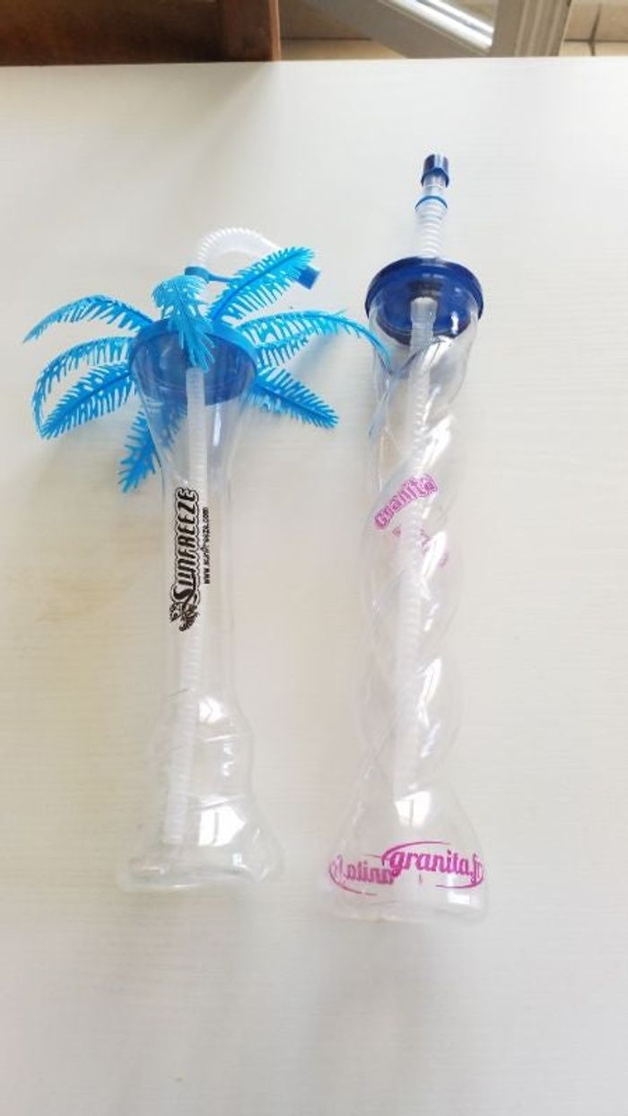 Lot de 2 grand long verre paille