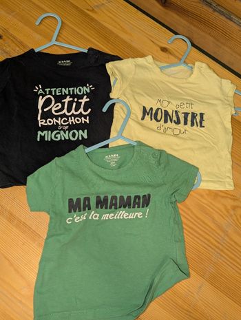 Lot 3 t-shirts neufs 6 mois