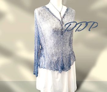Blouse légère chic en voile bleu imprimé motifs cachemire DDP taille 1 (36/38)