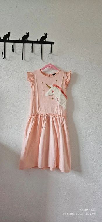 Robe manches volantées, imprimé licorne, 12A