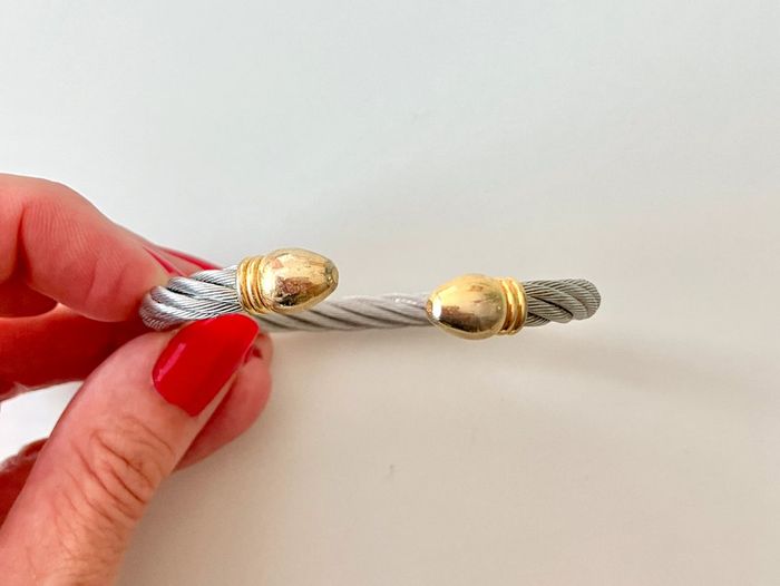 Bracelet torsadé et rigide, argenté et doré - photo numéro 5