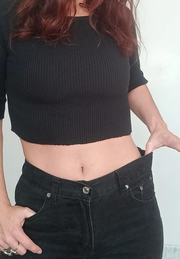 Pantalon jean noir droit long taille 40 - photo numéro 9