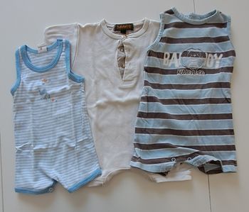 Lot de 3 Combishorts / Barboteuses été - Bébé Garçon - 6 mois
