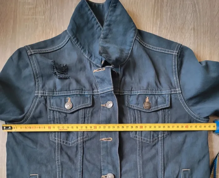 Veste en jean bleu pétrole gris Kiabi Taille XS ou 34 - photo numéro 11