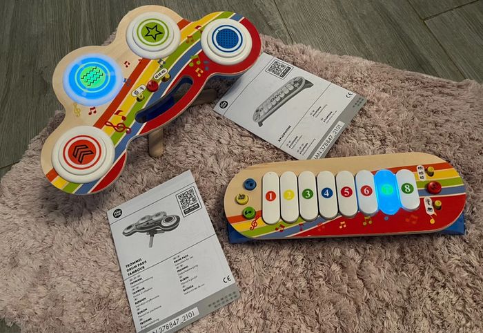 Ensemble de musique xylophone et tambour en bois Playtive