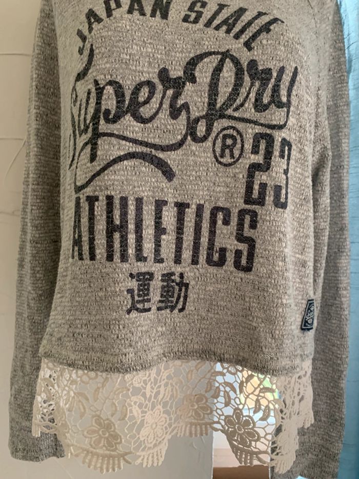 Pull Superdrytaille40 gris dentelle - photo numéro 4
