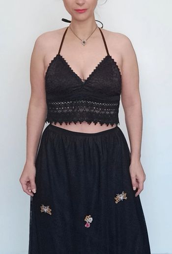 Top crop crochet dos nu