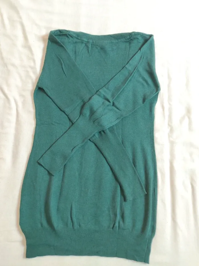 Pull long col rond H&M vert forêt taille M - photo numéro 5