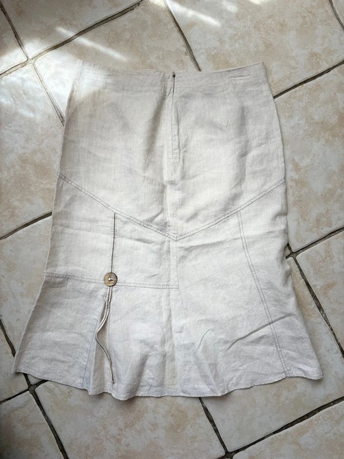 Jupe Christine Laure - 100% lin - beige/crème - taille 46 - comme neuve - photo numéro 3