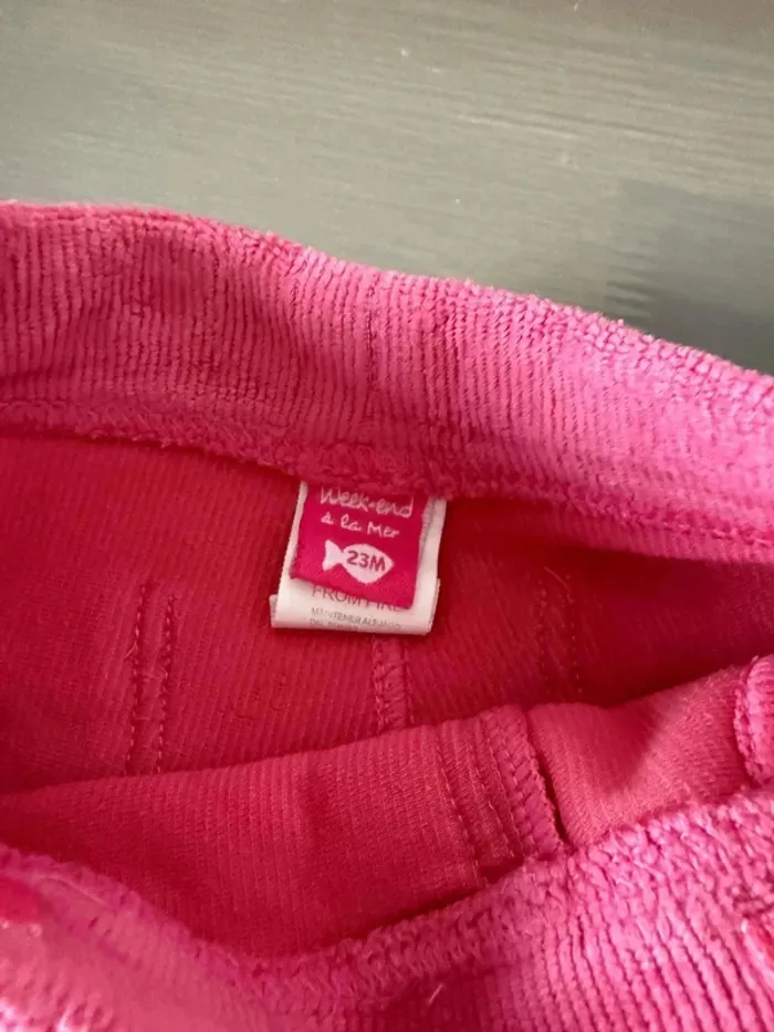 Pantalon Velours Côtelé "Week-end à la Mer" - Taille 2 Ans - Très Bon État (Usure Fesses) - photo numéro 2