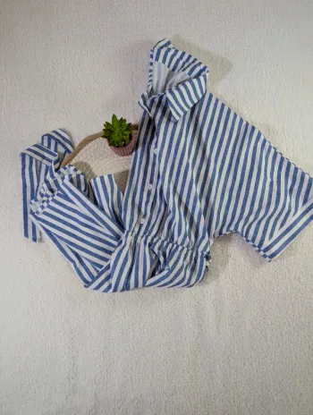 👗 Combishort rayures bleu & blanc - M
