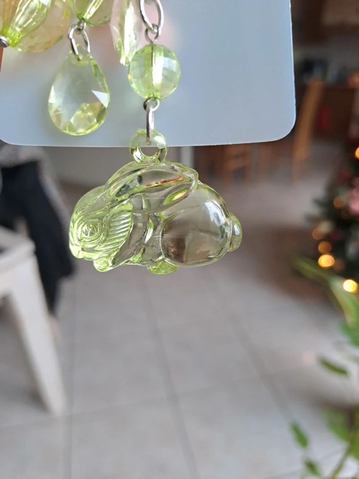 Bijou de sac ou porte clé lapin vert - photo numéro 2