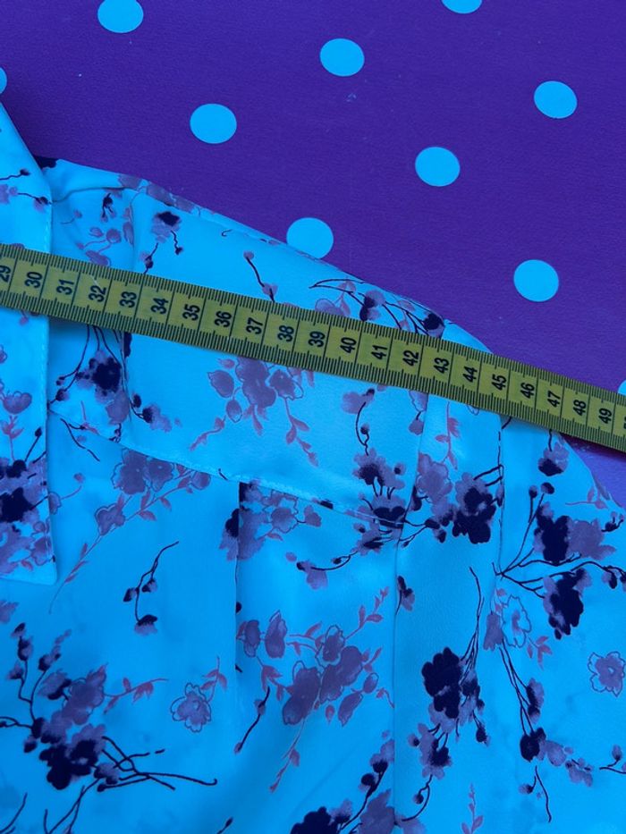 Chemisier à fleurs blanche vintage cerisiers - taille 42 - photo numéro 8