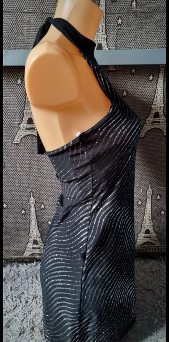 Top dos nu noir et gris pailleté taille 38-40 - photo numéro 3