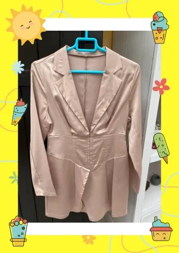 Blazer brillant long bustier corset S 36 beige