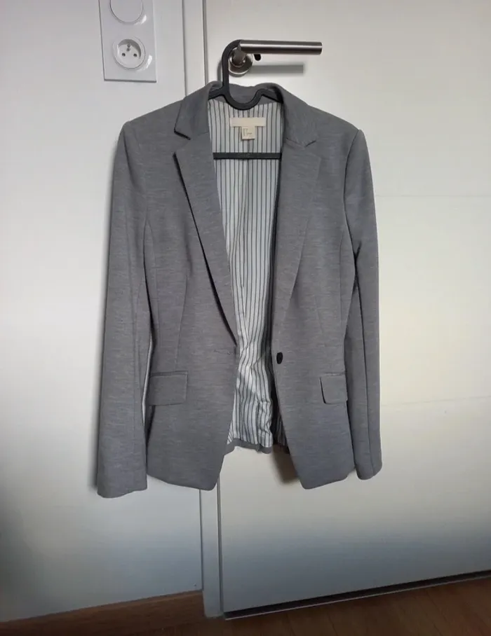 Veste cintrée / Blazer gris chiné - photo numéro 3