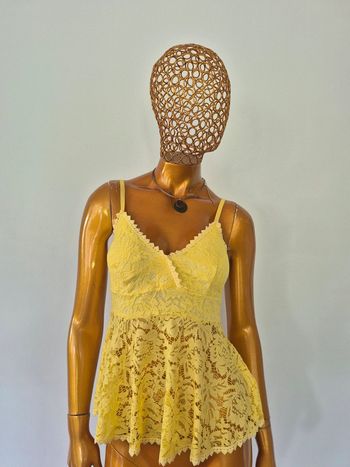 Top en Dentelle Jaune Femme Taille Unique