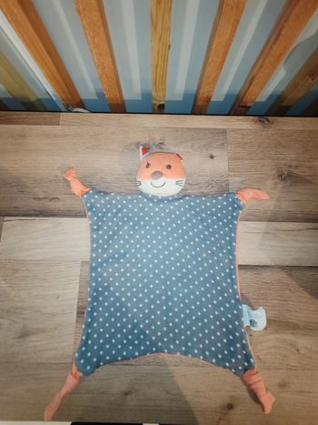 Renard rayé coton bio gris et orange