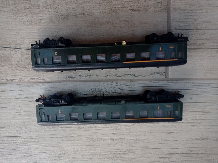 Lot De 4 Wagons SNCF Jouef - Transport De Véhicules - Échelle HO - Occasion - Bleus Et Noirs