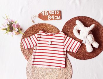 Pull / tee shirt 👣 manches courtes, marinière, 18 mois