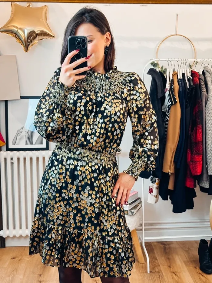 Robe Michael Kors dorée, argentée et noire taille 36