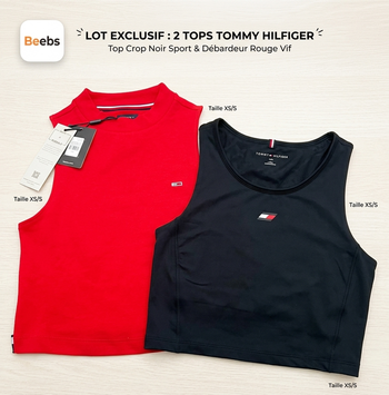 Lot exclusif : 2 Débardeurs Tommy Hilfiger (Noir Sport & Rouge Vif)