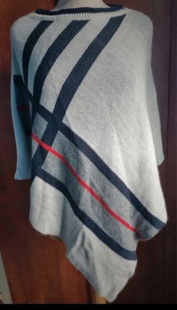 Poncho gris et crème