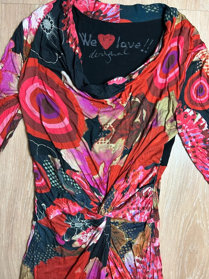 Mini robe ou tunique Desigual rose imprimée multicolore - photo numéro 3