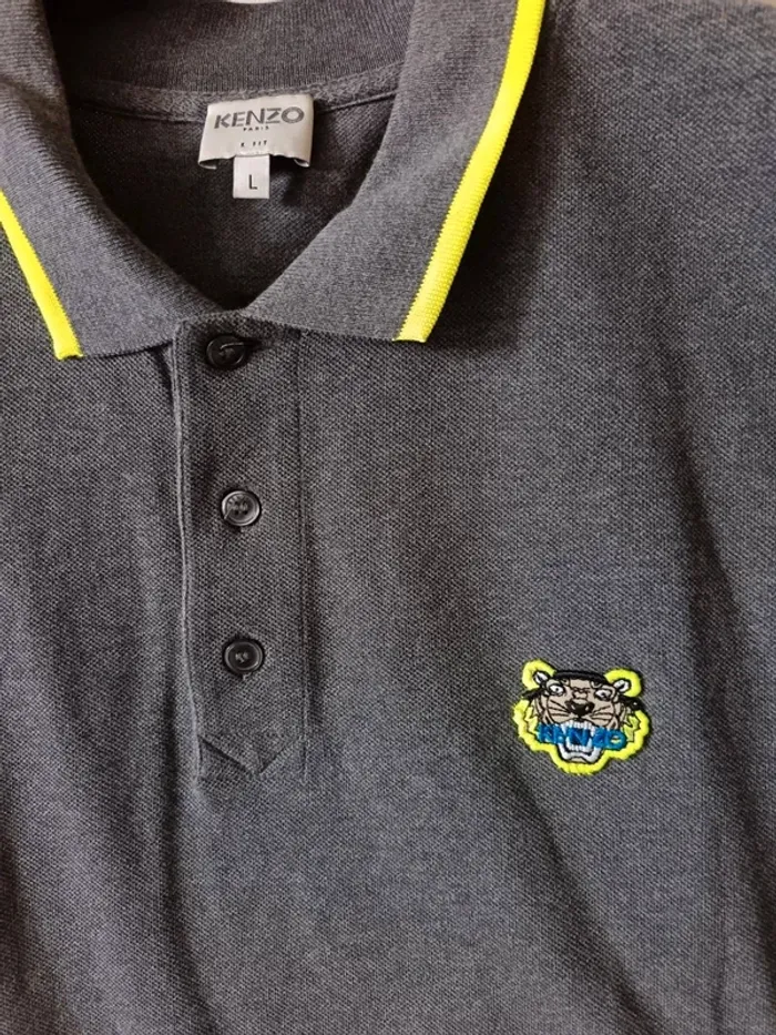 Polo gris et jaune fluo Kenzo - photo numéro 5