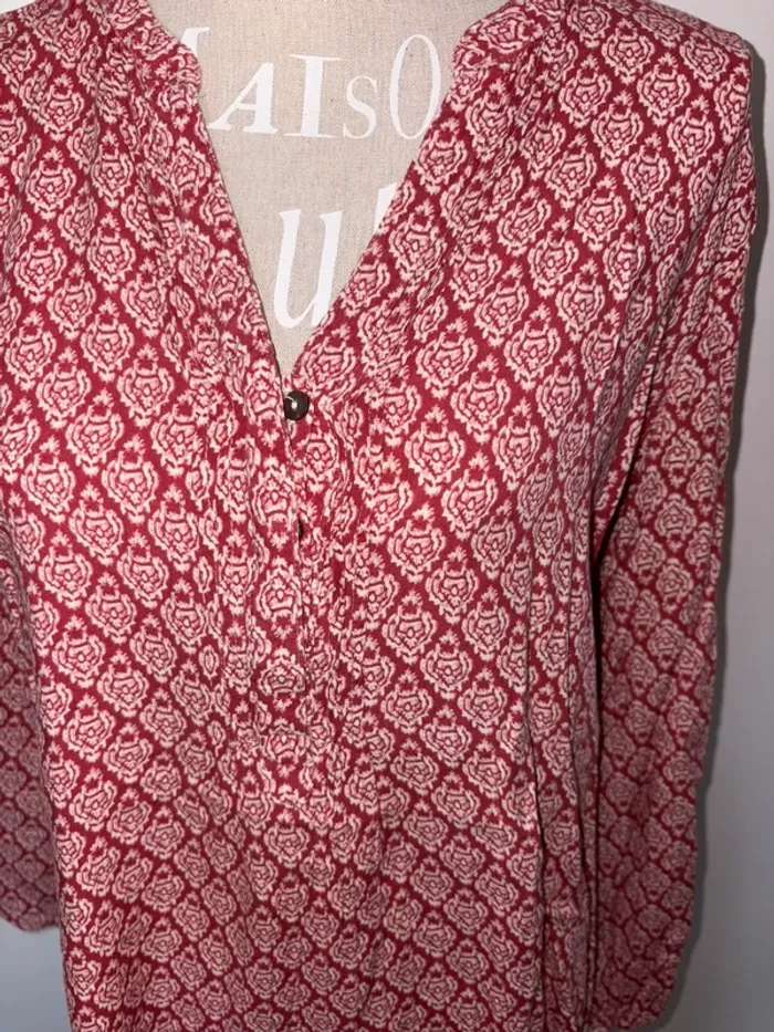 Blouse chemise femme rouge taille L it Hippie en très bon état - photo numéro 2