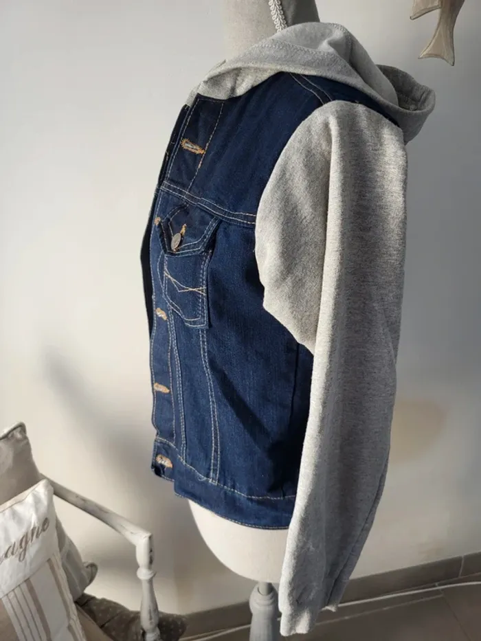 Veste jeans bi matière - photo numéro 3
