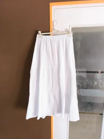 Jupe longue blanche gaz de coton TU 36 à 42