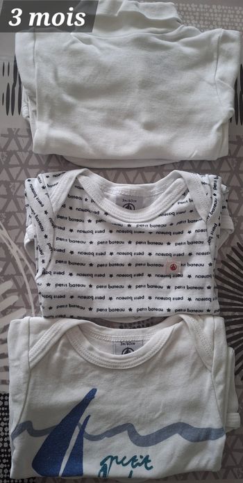 Lot de 3 bodies ML* petit bateau 3 mois 