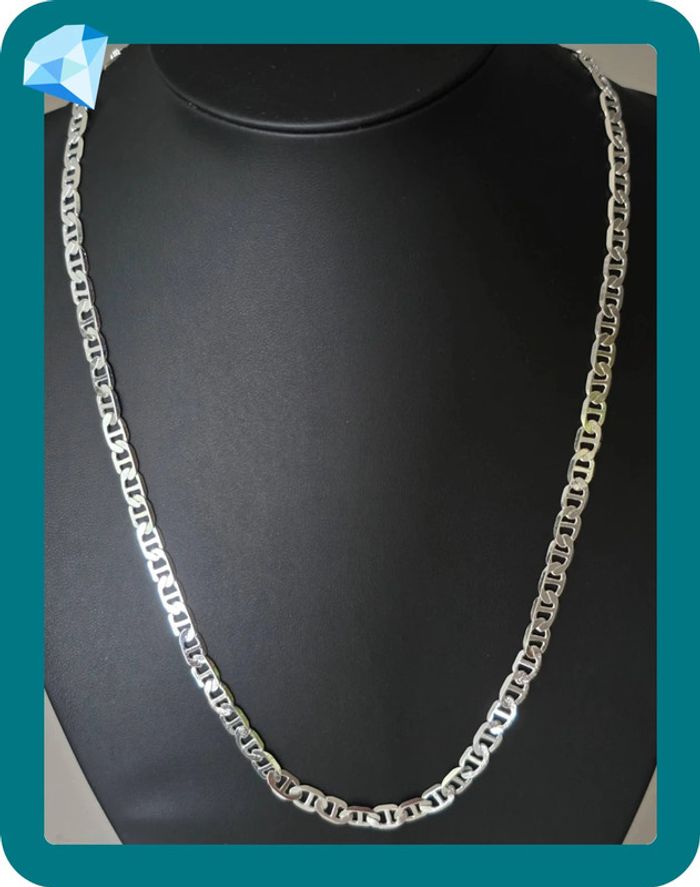 Collier maille Marine 5mm 55cm plaquage argent