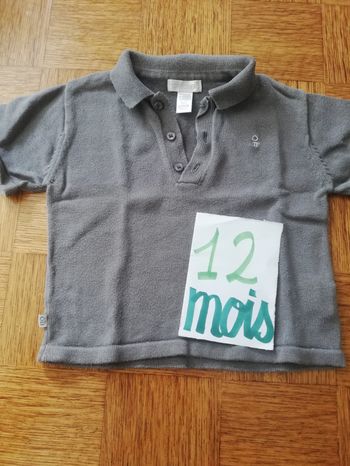 Polo manche courte garcon 12 mois gris obaïbi