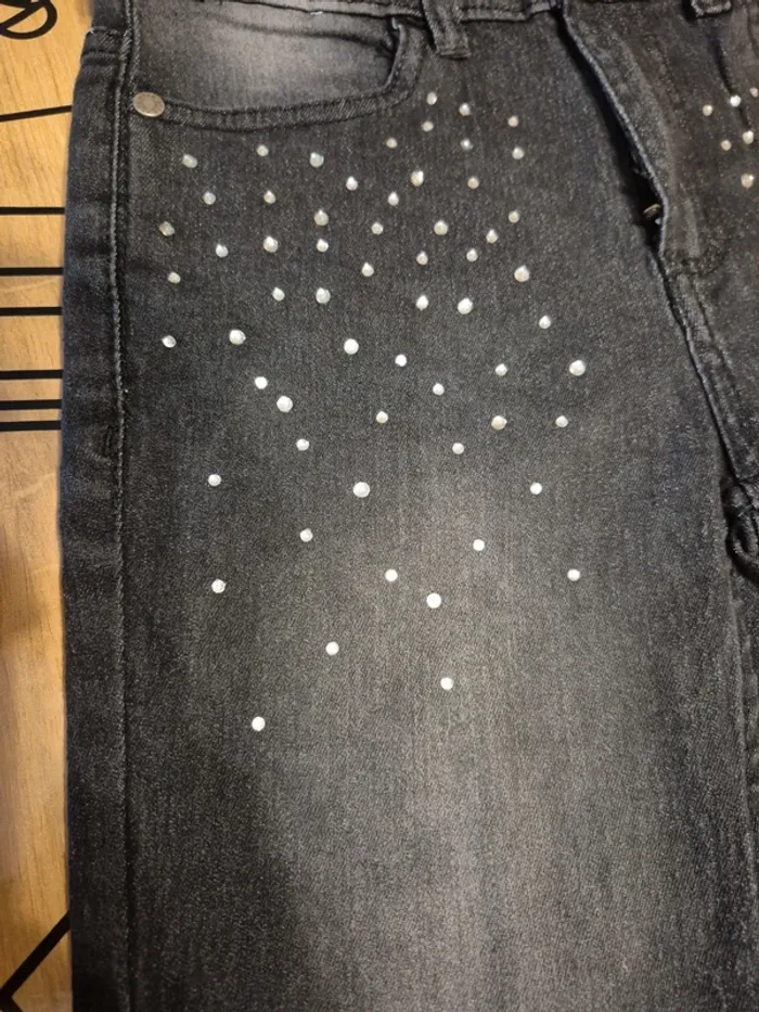 Jeans patte d éléphant a strass 11/12ans - photo numéro 3