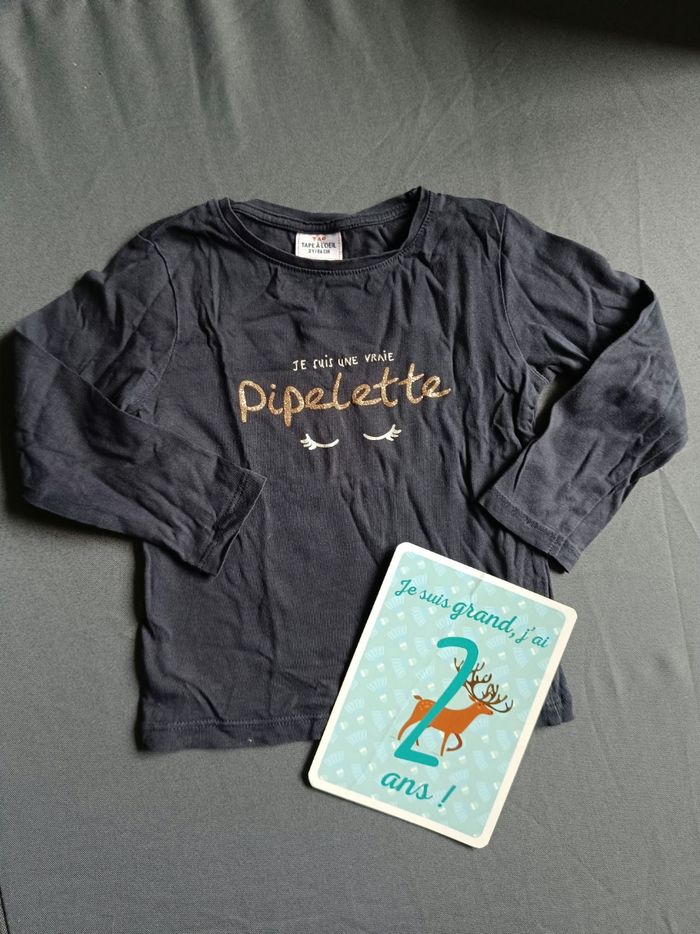 T-shirt ML gris đź’• Taille 2 ans