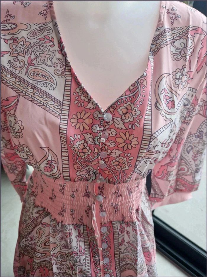 Robe rose pâle à motif - Taille XL - Aumora - photo numéro 3
