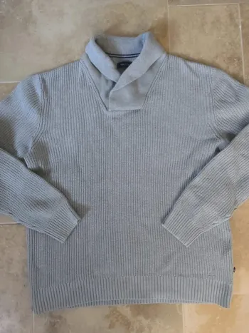 Magnifique pull col châle Nautica homme XL gris excellent état