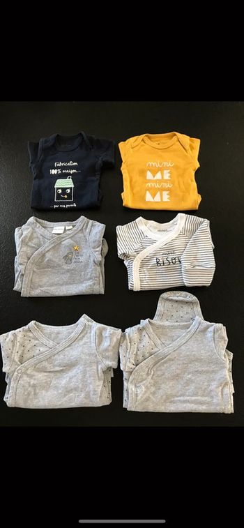 Lot 6 bodies manches longues 1 mois